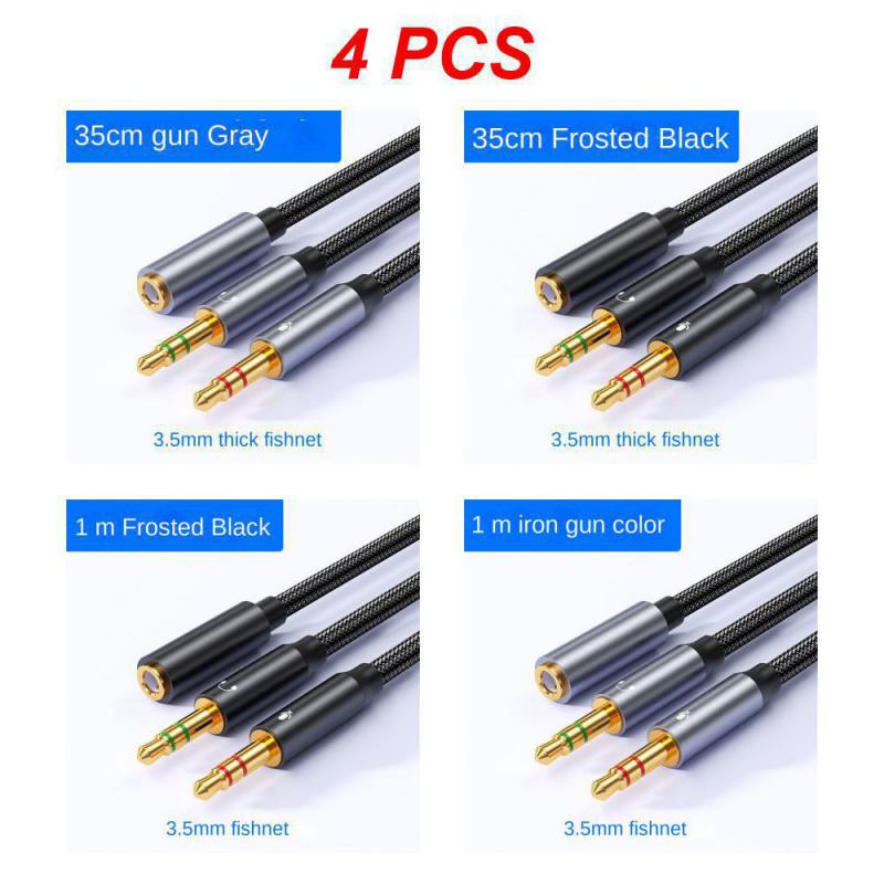Headphone Splitter for Computer 3.5mm Female to 2 Dual 3.5mm Male Mic AUX Audio Y Splitter Cable Headset to PC Adapter 0.35M 1M: green