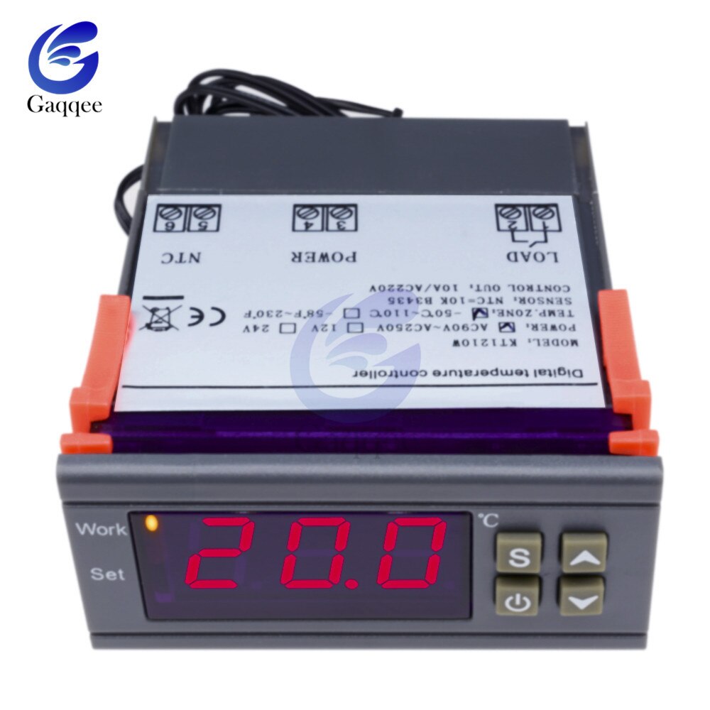 MH1210W 90-250V 10A 110V 220V Digital Temperature Thermostat Regulator Controller -50~110 Celsius Heat Cool Control NTC Sensor