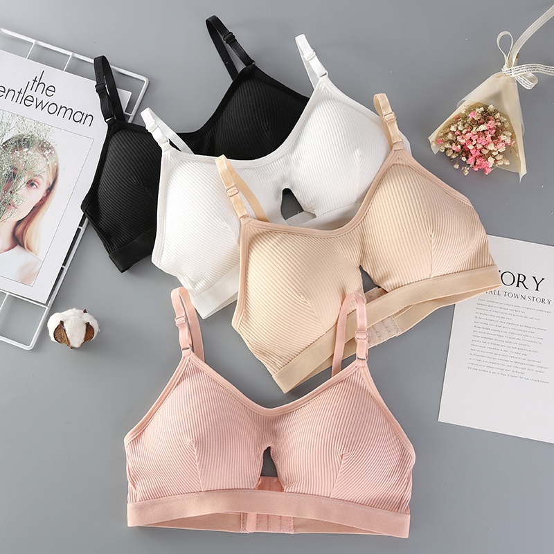 DERUILADY Sexy Hollow Solid Color Women Bra Thin strap Push Up Bra Wire Free Seamless Underwear Slim Fit Cozy Thread Female Bras