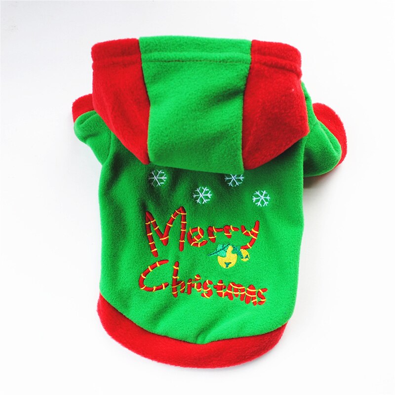 Merry Christmas Clothes For Puppy Cute Xmas Costumes Winter Warm Coat Small Dog Outfit Soft For Pets Multiple Sizes: L / Green