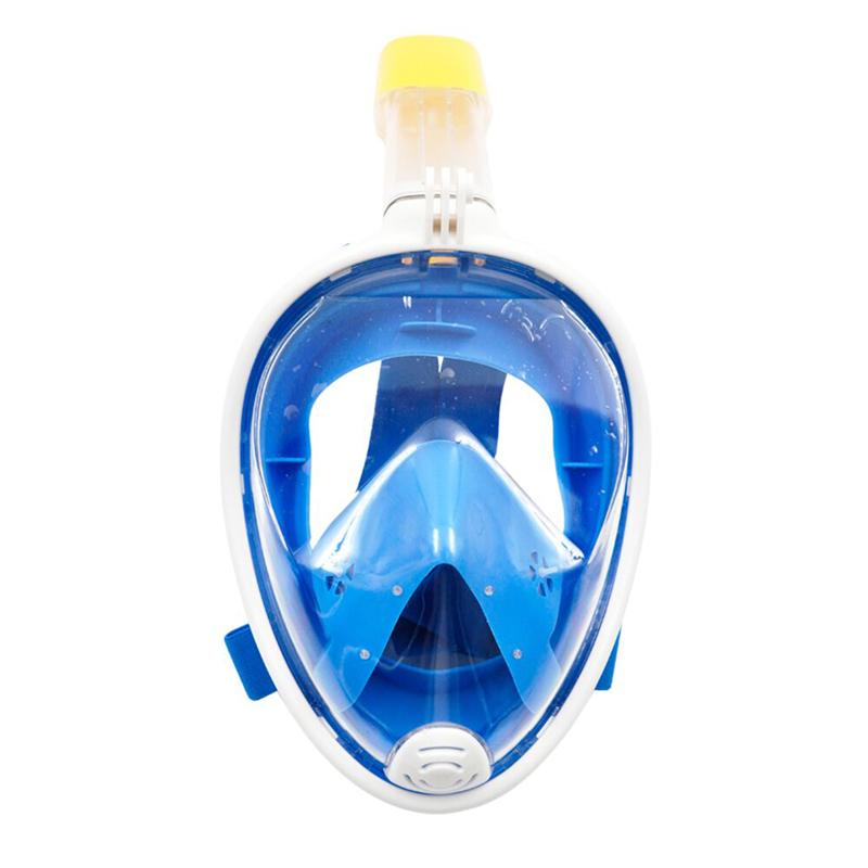 All Dry Silicone Snorkeling Suit Anti-fog Diving Mask Full Face Snorkel Equipment Mask: Blue / L/XL