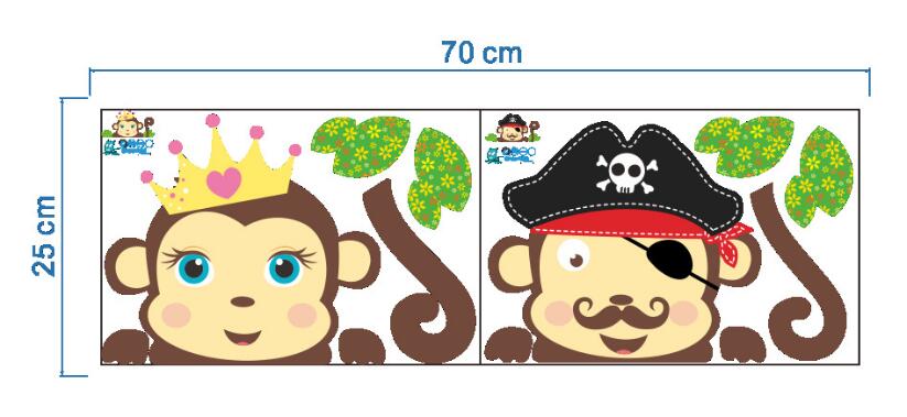 Jungle Monkey Tree Animlas Forest Wall Sticker Decorative Poster For Kids Baby Nursery DIY Home Decor Decal Mural Children: H0155