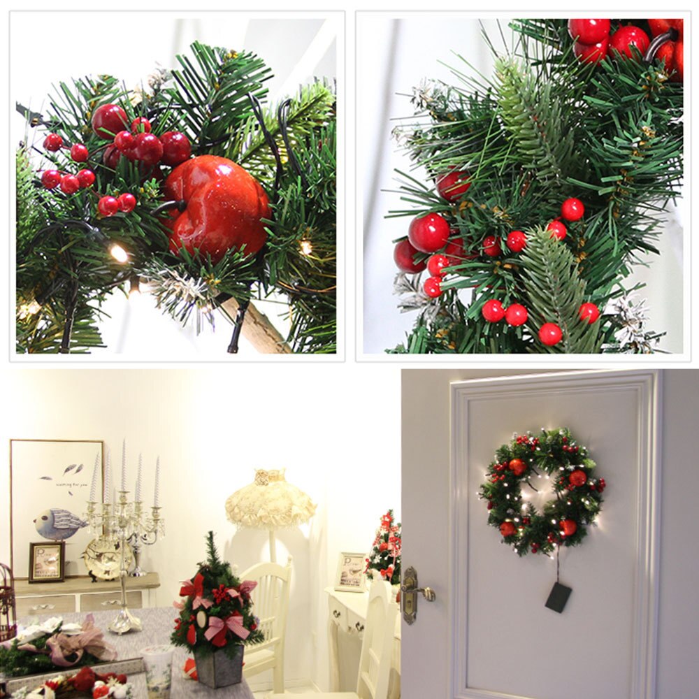 Christmas Wreath Door Flowers Plant Wreath Wall Decor Heart Round Wreath Garlands