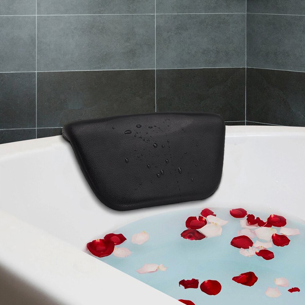 Mykt badekar spa hvile ergonomisk pute antiskli behagelig sugekopp pu lær badepute tilbehør hjemme bad