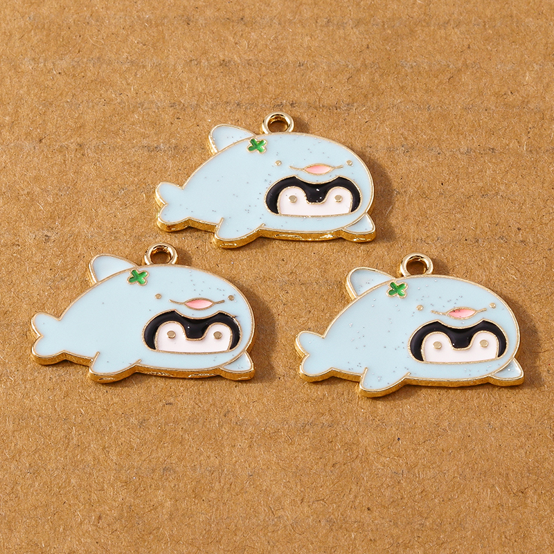10 stk. søde emalje fiskecharme vedhæng til halskæder, øreringe, gør-det-selv armbånd, håndlavede smykker, tilbehør, forsyninger: Imiteret rhodineret