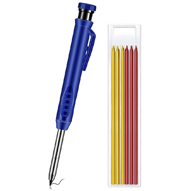 Solid Carpenter Pencil Set Leads Built-in Sharpener Deep Hole Mechanical Marker Marking Pen Tool: Purple