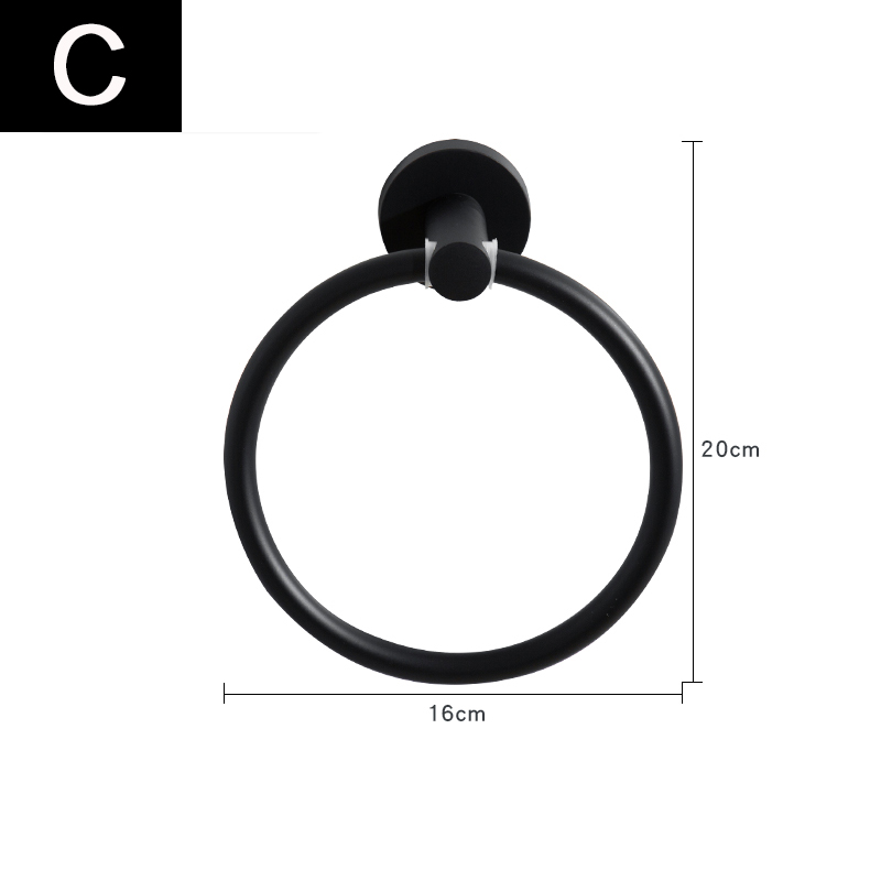 Zwarte Handdoek Ring Badkamer Handdoek Opslag Houder Hanger Handdoeken Rack Badkamer Wall Mount Badkamer Accessoires Haken Voor Thuis: C