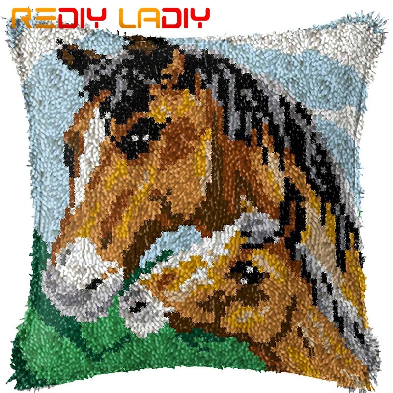 Latch Hook Kit Make Your Own Cushion King of Tiger Pre-Printed Canvas Crochet Pillow Case Latch Hook Cushion Front Hobby &amp; Craft: BZ823