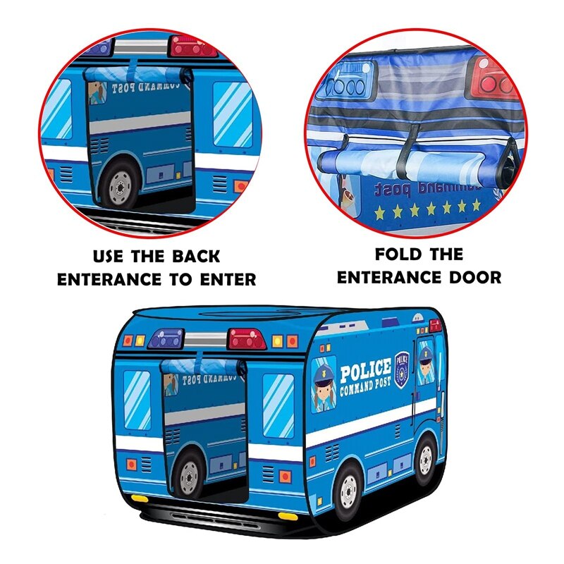 Politie Truck Kids Play Tent Kinderen Spelen Tent Opvouwbare Indoor En Outdoor Speelhuisje Voor Kinderen Peuters Jongens Meisjes