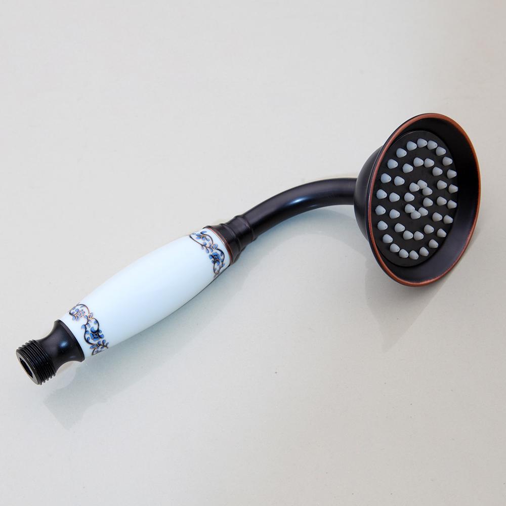 Pommeau de douche à poignée en céramique, Chrome/laiton Antique/Bronze noir, pommeau de douche Style téléphone salle de bains, douchette à main Spray: Black Bronze B