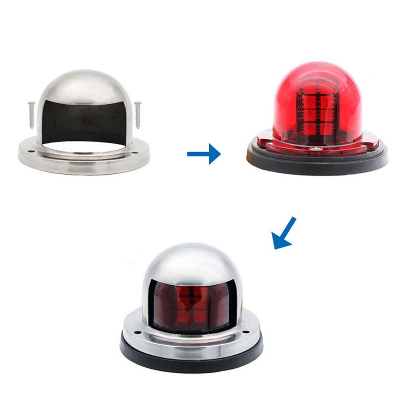 Water Sports LED Navigation Light Stainless Steel Corrosion Resistant Green Red Sailing Signal Light