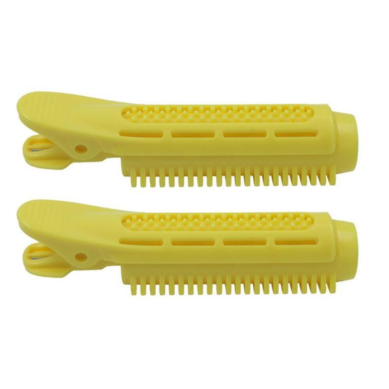 2 uds. De rizador de pelo de plástico, rodillos de cuidado del cabello, raíces naturales mullidas, pinza para el pelo, giro para dormir, Herramienta de Peinado DIY: YELLOW