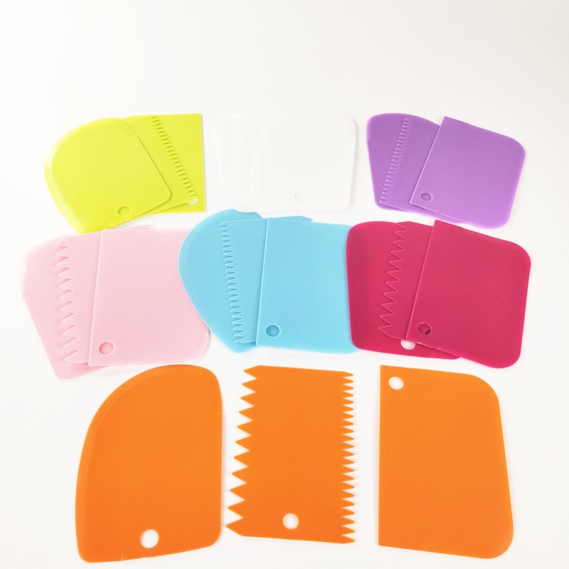 3PCS/Lot Dough Cake Cutter Slicer Spatula for Cake Cream Scraper Pasty Cutters Scraper Irregular Teeth Edge DIY Cake Tool