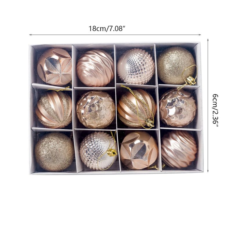 12 stuks glanzende kerstballen kleine onbreekbare kerstboomversiering