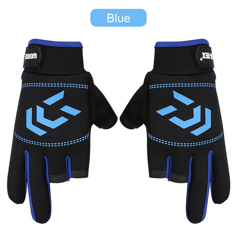 1 paar Angeln Handschuhe Anti-Unterhose Drei schneiden Finger Schutz Handschuhe Atmungsaktive Handschuh Männer Frauen draussen Angeln Ausrügestochen: Blau