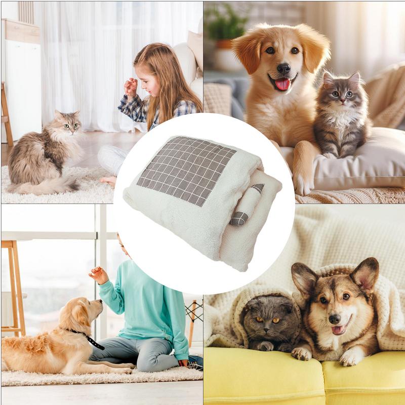 Schlafsack für Katzen, warme Katze, Kuschelsack, Hund, Katze, Winter, Wärmer Schlafsack, Plüsch, weiches Haustierbett, waschbar, halbgeschlossener Sack für