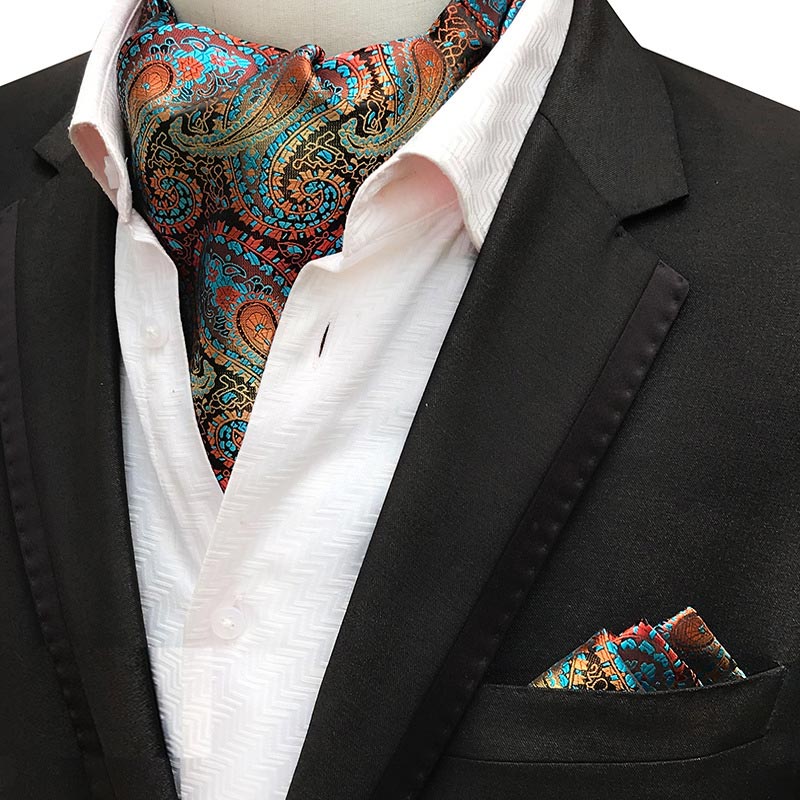Lujosa corbata de seda Ascot de lujo para hombre, corbata para hombre, pañuelo para hacer corbatas, juegos de Cachemira Floral, bolsillo cuadrado, corbata para de boda: SMT-LJFT-20