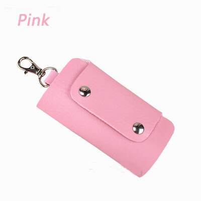 Key Wallet Purse Cheap Candy Colors Women Men's Pu Leather Pocket Keys Organizer Holder Pouch Case Bag for Car: Pink