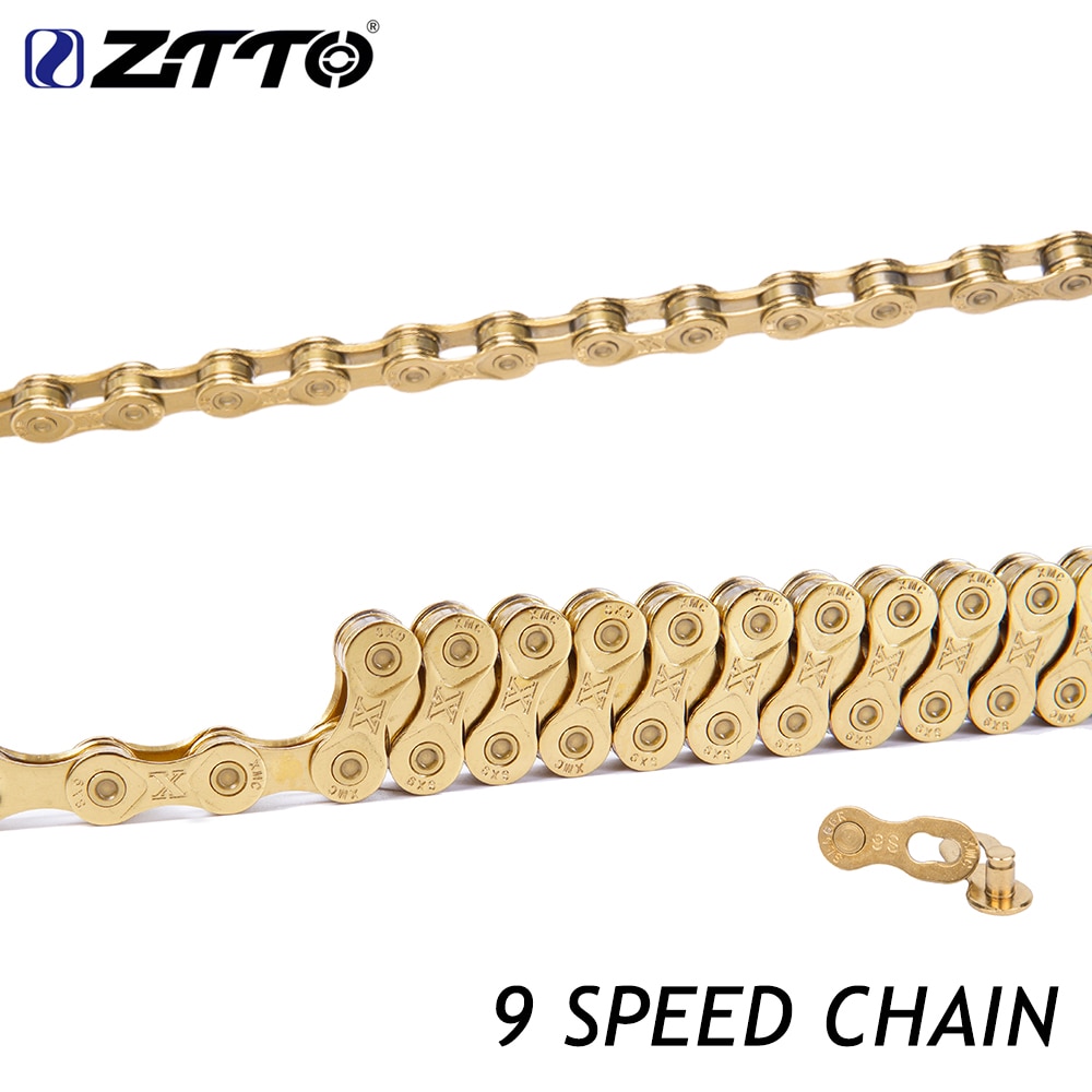 ZTTO MTB Mountainbike Straße Fahrrad 9 Geschwindigkeit Kette Gold Kompatibel für Fahrrad Teile K7