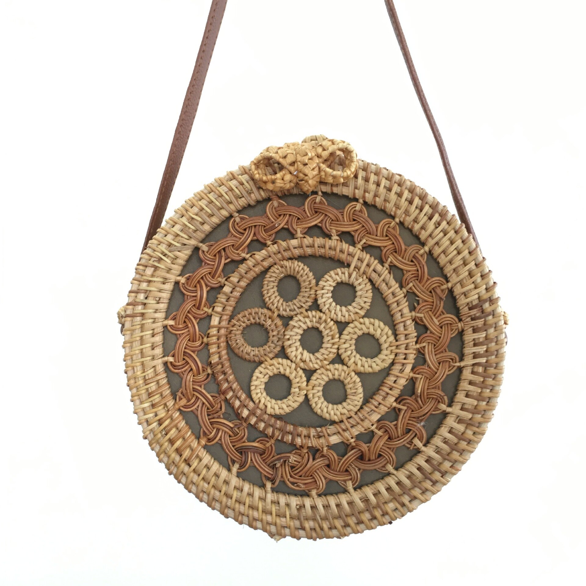 Round Straw Bags Women Summer Rattan Bag Handmade Woven Beach Crossbody Bag Circle Bohemia Handbag: O 20X8cm