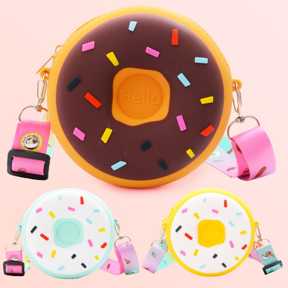 1Pcs Donut Kinderen Bag Leuke Kinderen Portemonnee Wilde Jongens Meisjes Messenger Bag Silicone Kinderen Bag Kids jaar