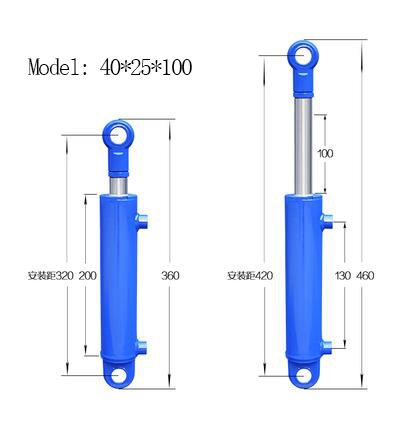 100-500mm Travels Hydraulic Oil Cylinder Heavy Duty Bidirectional Lifting Small Wood Splitter 1/2 Tonnage Hydraulic Ram: 100mm