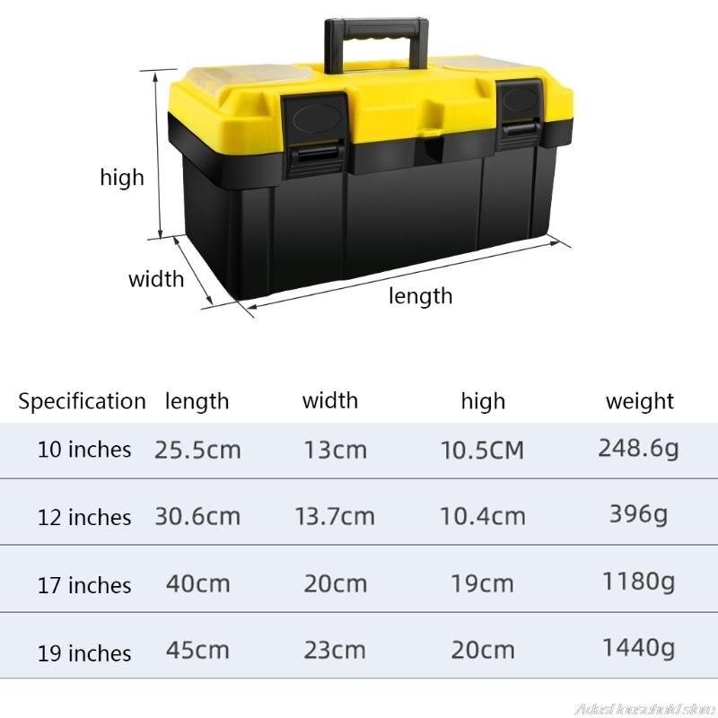 Multifunctional Plastic Hardware Toolbox for Household Storage Electrician Woodworking Toolbox with Removable Tray