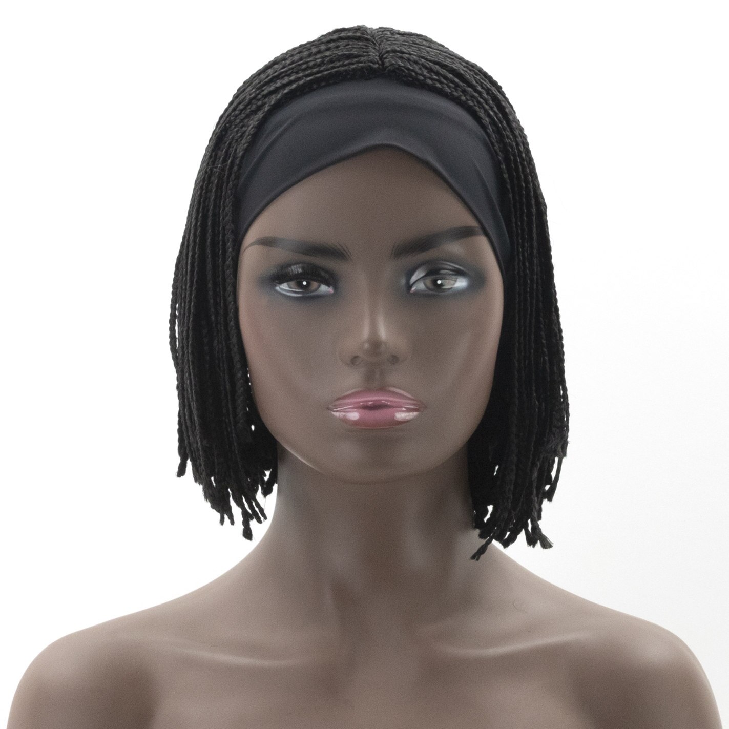 GURUILAGU Short Braided Box Braids Wigs For Black Women Synthetic Hair Headband Wig Women Braided Wigs African Natural Bob Wig