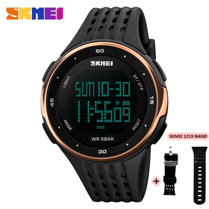 Skmei 1219 Mannen Digitale Horloge Led Display Waterdichte Mannelijke Horloges Chronograaf Kalender Alarm Sport Horloges Relogio Masculino: 4 with strap