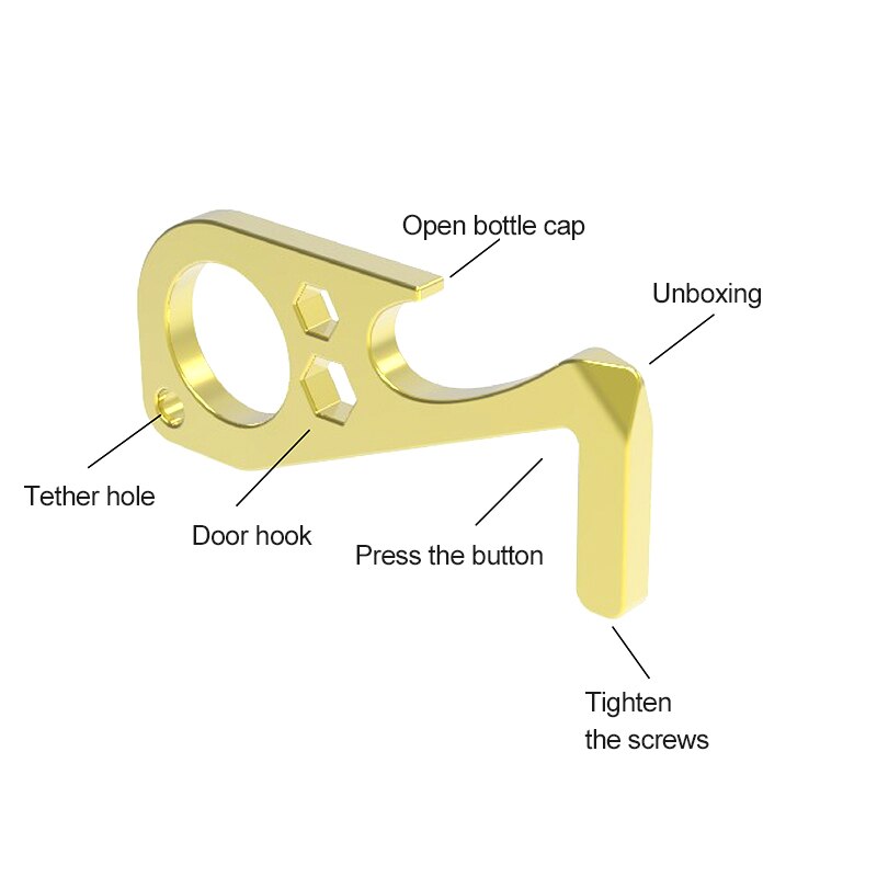 No-Touch Door Opener Cutting Box Brass Anti-contact Bottle Opener Elevator Button Contactless Safety Protection Door Handle Key