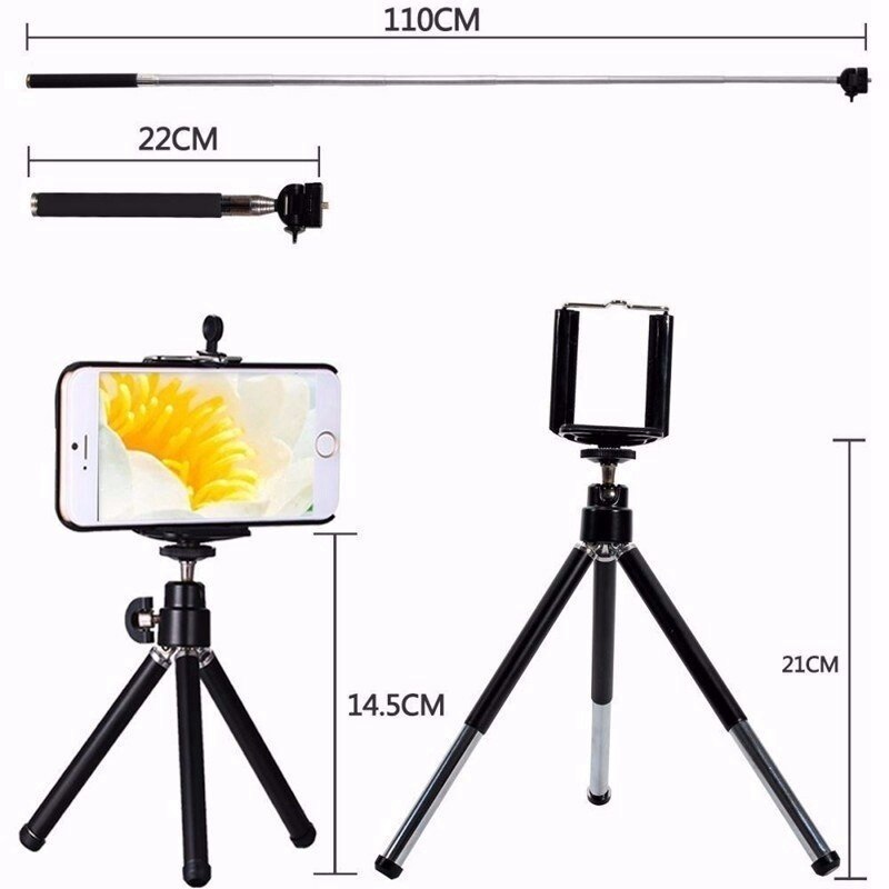 10 in 1 Mobile Phone Camera Lens Kit 12/8X Zoom Telephoto Lens Fish Eye Wide Angle Macro Lens With Selfie Stick Tripod Bluetooth