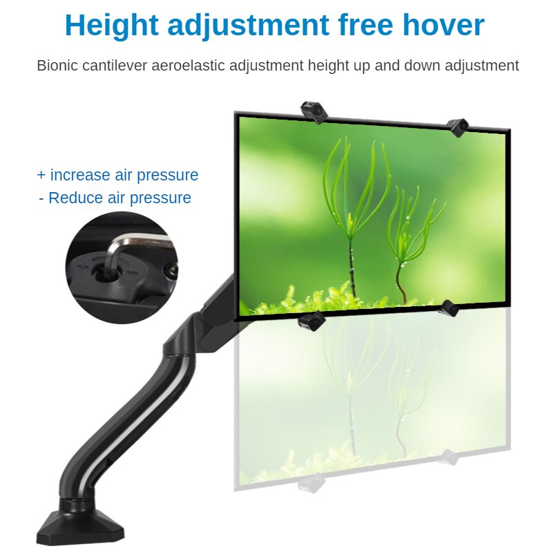 HILLPORT No Mounting Vesa Hole Monitor Desk Stand Accessory 13-27" LCD LED Full Motion Monitor Arm Mount Bracket TV Mount Stand