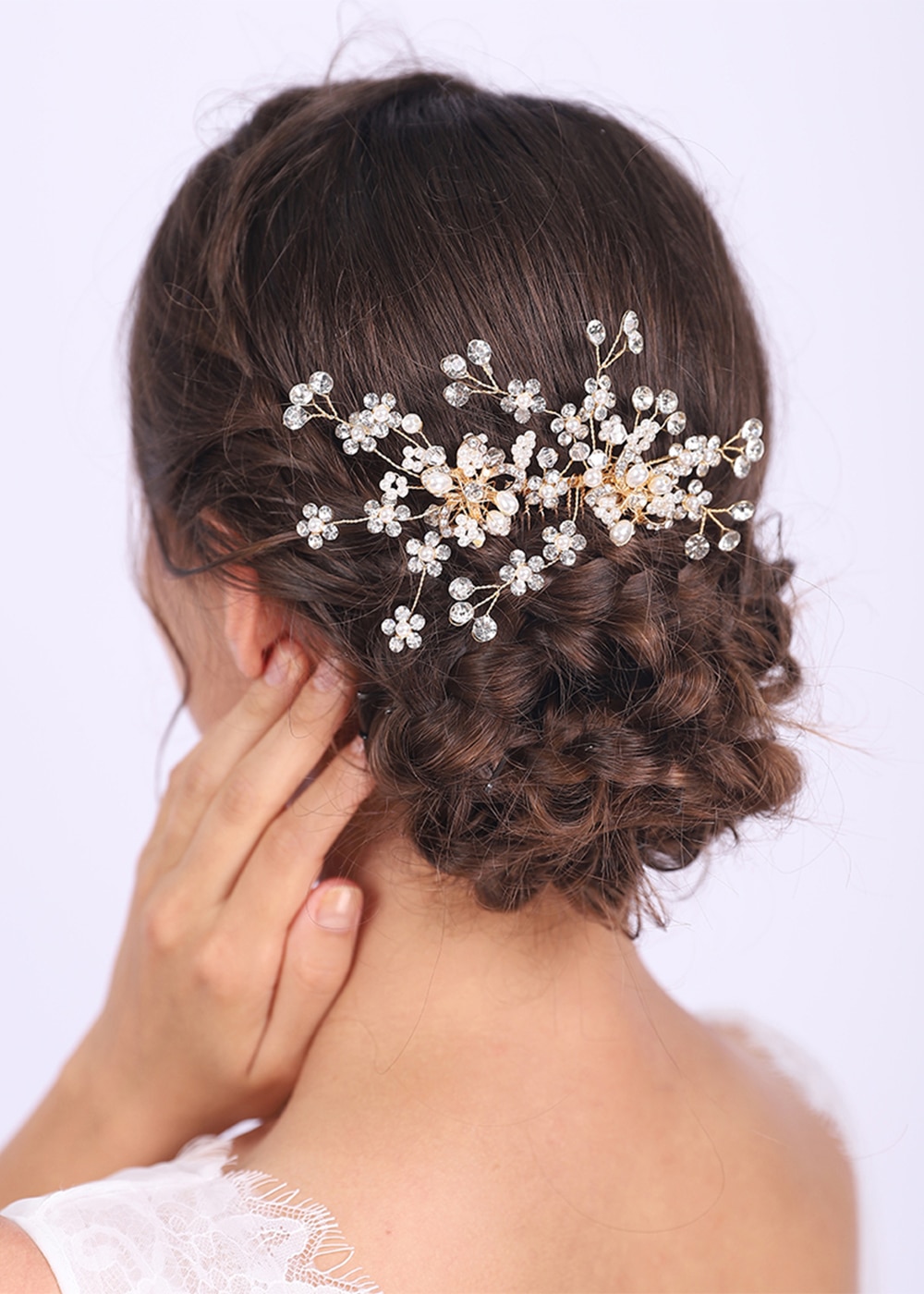 Strass blomma hår kam pärlor hårklämma bröllop bröllop huvudbonader kvinnlig glamour ornament för kvinnor
