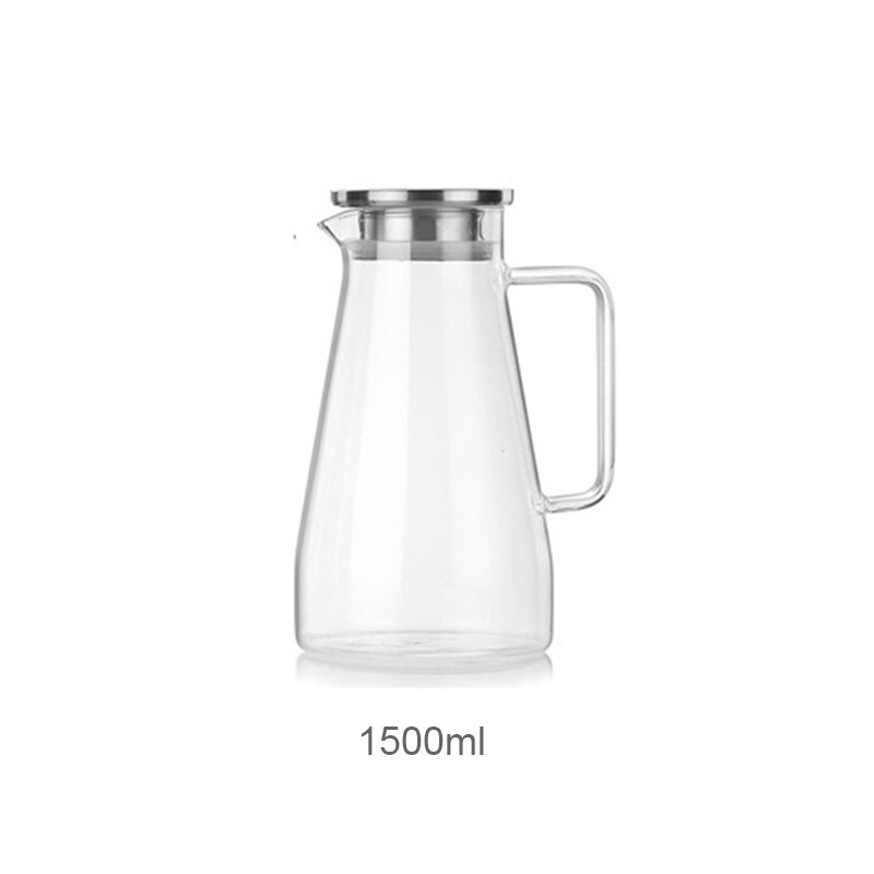 Borosilicate Glass Pitcher with Handle, Heat Resistant Water Carafe with Stainless Steel Lid, 1500ml/1800ml Teapot Kettle: 1500ml