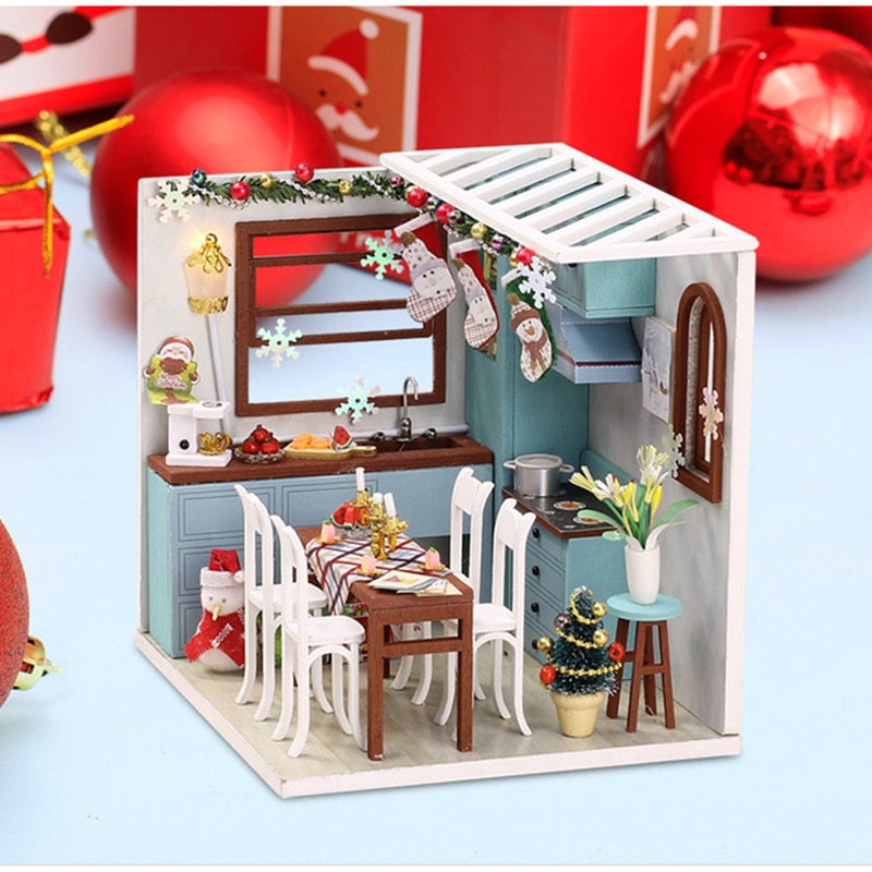 WINCO DIY Doll House Wooden Furniture Miniature Dollhouse Hand Assemble House Toys for Children Birthday Year Chrismas: DIY-QYY-M011