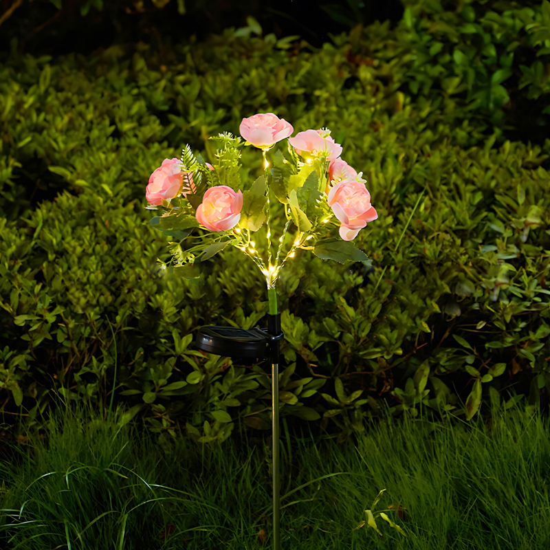 Lámpara Solar de jardín, decoración, linterna de flores para Patio exterior, Patio, jardín, capullos de Camelia, flores, luz Solar para fiestas navideñas: orange