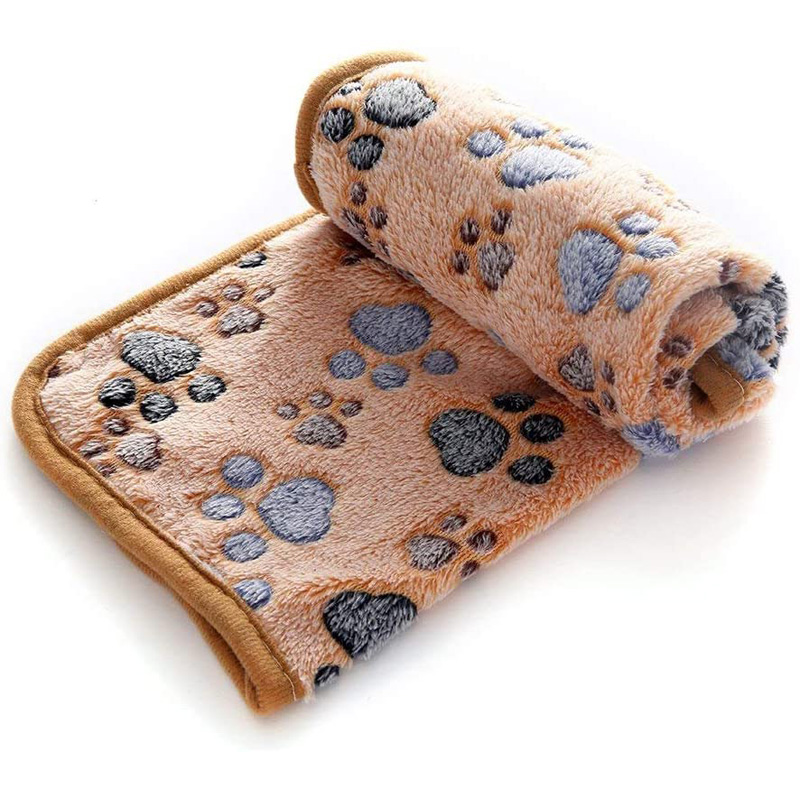 Marsvinetæppe lille dyr blød varm seng sovemåtte kæledyrs fleecepude flannel til hamsterfritter chinchillaer pindsvin: Fodspor / L 60 x 40cm