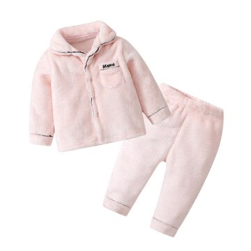 Superfijne Kasjmier Flanellen Winter Homewear Baby Meisje Jongens Peuter Kids Pluizige Houdt Warm Pyjama Sets 2 stks Kinderen Wol suits