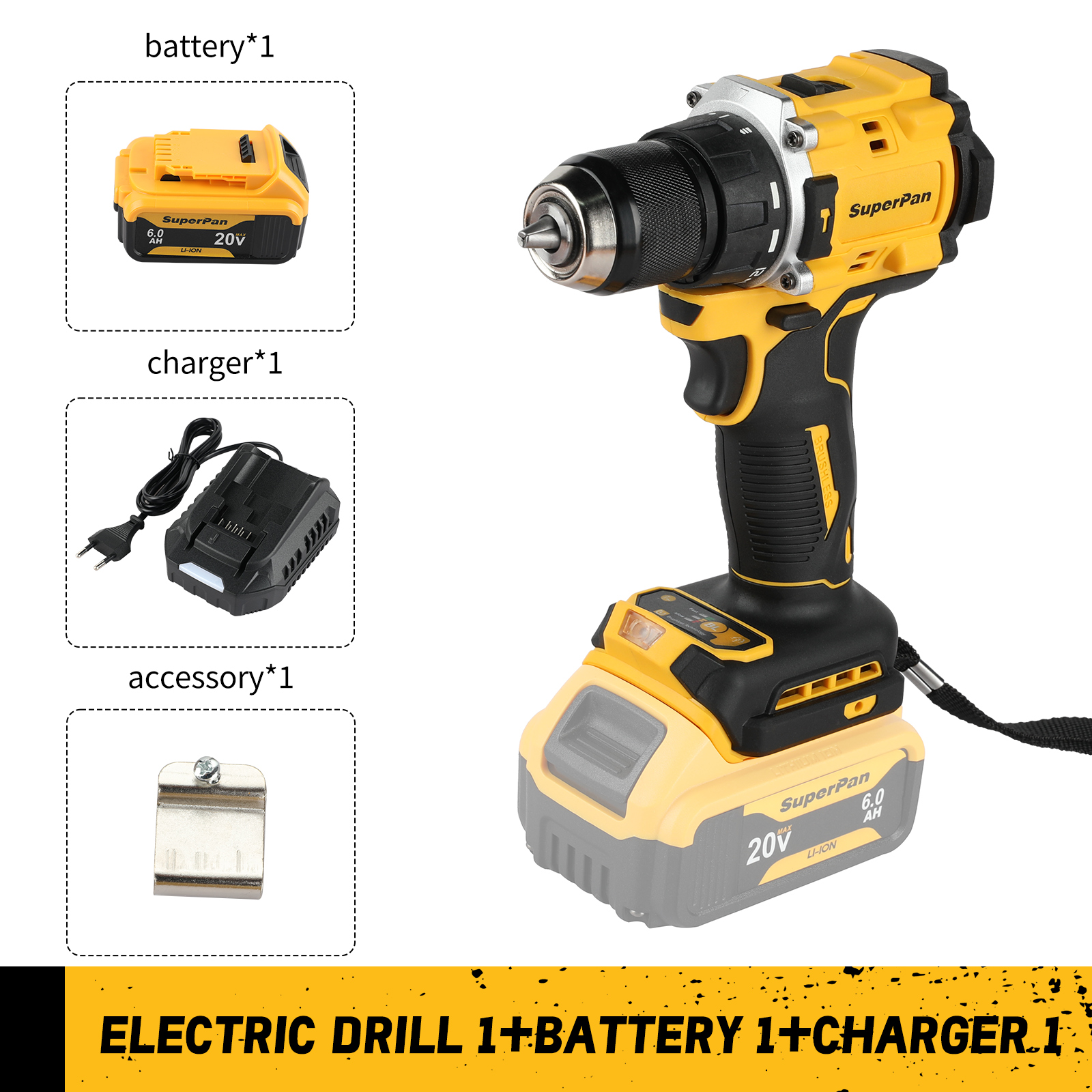 Cordless Drill DCD805 20V Power Tool Brushless Impact Drill Cordless Electric Screwdriver Home DIY For Dewalt 20v Battery Pins: green