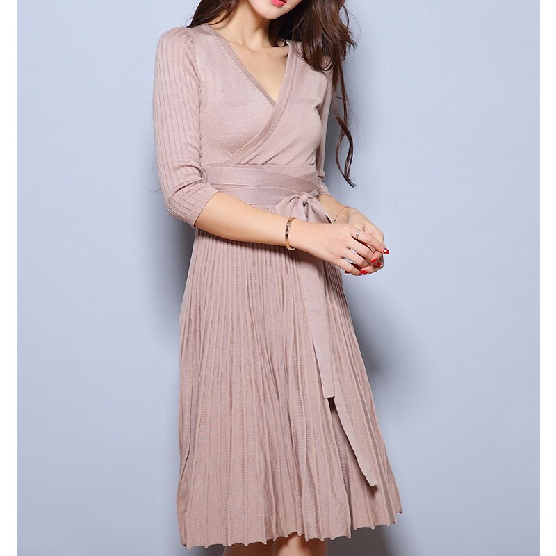 Vestidos de maternidad sexys con cuello en V, ropa de embarazo hasta la rodilla, ropa de maternidad, 6MDS075