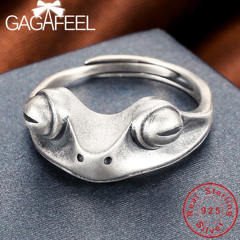 GAGAFEEL S925 Sterling Silver Frog Rings Open Ring Fine Jewelries for Women Female Top