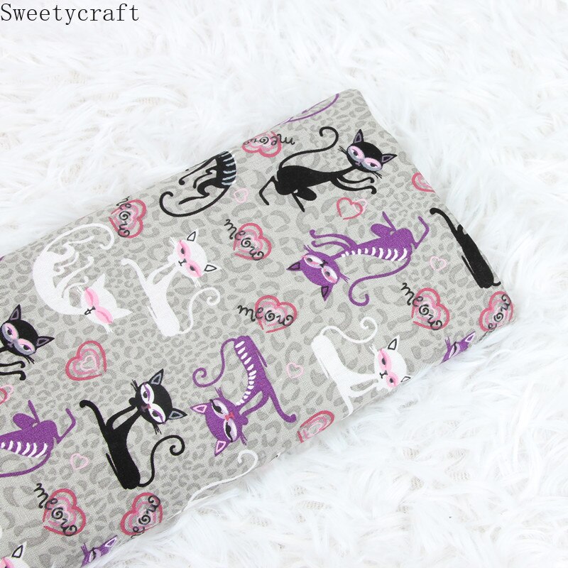 140x50cm Plain Cotton Fabric Cartoon Cat Printed Cloth Sewing Quilting Fabrics For Patchwork Needlework DIY Handmade Accessories: 200x140cm