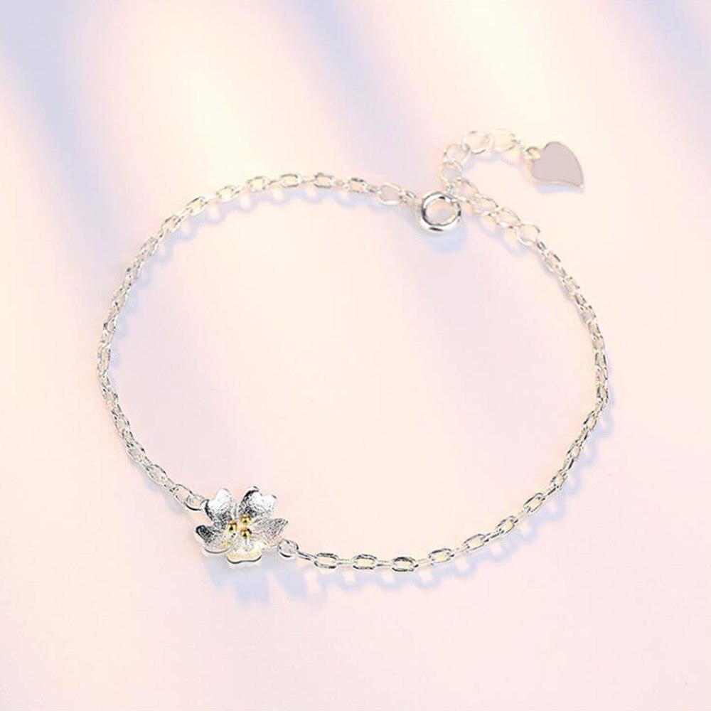 Nehzy  s925 stempel smykker kvinnearmbånd retro søt blomsterarmbånd lengde 19.5cm