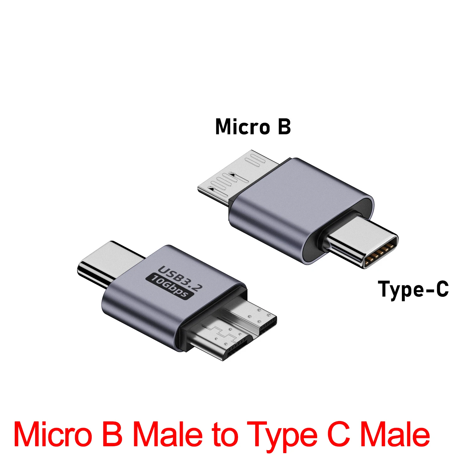 USB A Type C To Micro B Male To Female Adapters for External Hard Drive Disk HDD 10Gbps Super Speed Data Sync Converter: Orange