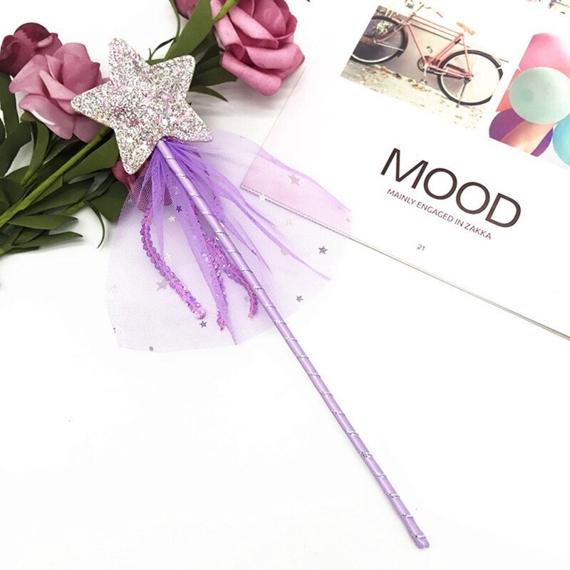 Cute Fairy Wand Dreamlike Five Pointed Star Fairy Wand Kids Magic Stick Girl Birthday Party Halloween Princess Cosplay Prop