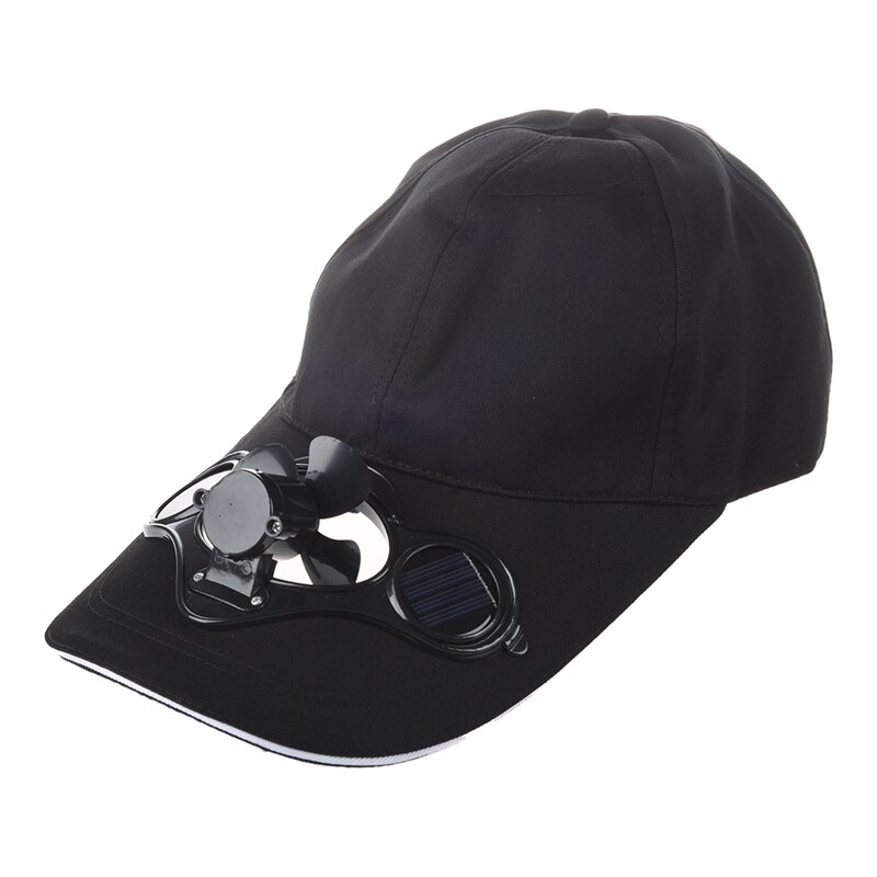 Zomer buiten zonne-energie hoed pet koel ventilator voor golf honkbal sport: Zwart