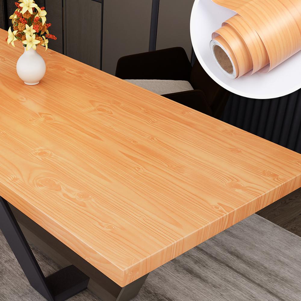 Trækorn spisebord tapet selvklæbende vandtæt vinyl garderobeskab skab bordplade renovering klistermærke værelse dekoration: Kirsebærtræ / 30cm x 2m