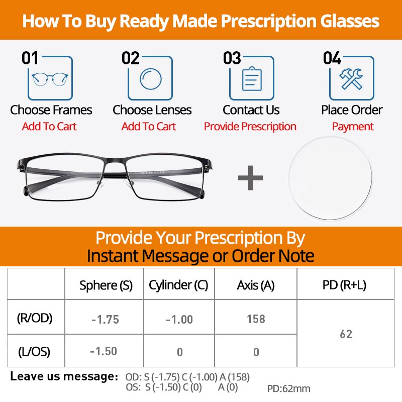 1.61 Single Vision Aspheric Optical Eyeglasses Lenses Prescription Lens Spectacles Frame AR Coating and Anti-Scratch Resistant