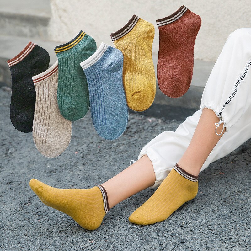 5Pcs Antislip Comfortabele Sokken Vrouwelijke Onzichtbare Zomer Ademend Katoen Slipper Kleur Boot Sokken Vrouwen Siliconen