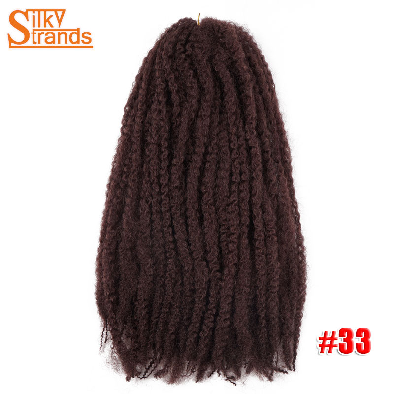 18 Inch Ombre Marley Braids Crochet Hair Bulk Twist Box Ombre Afro Synthetic Jumbo Braiding Hair Extensions For Black Women: 33
